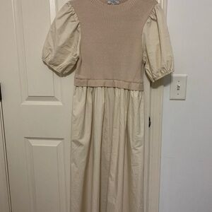 Polagram Cream and Tan Casual Dress